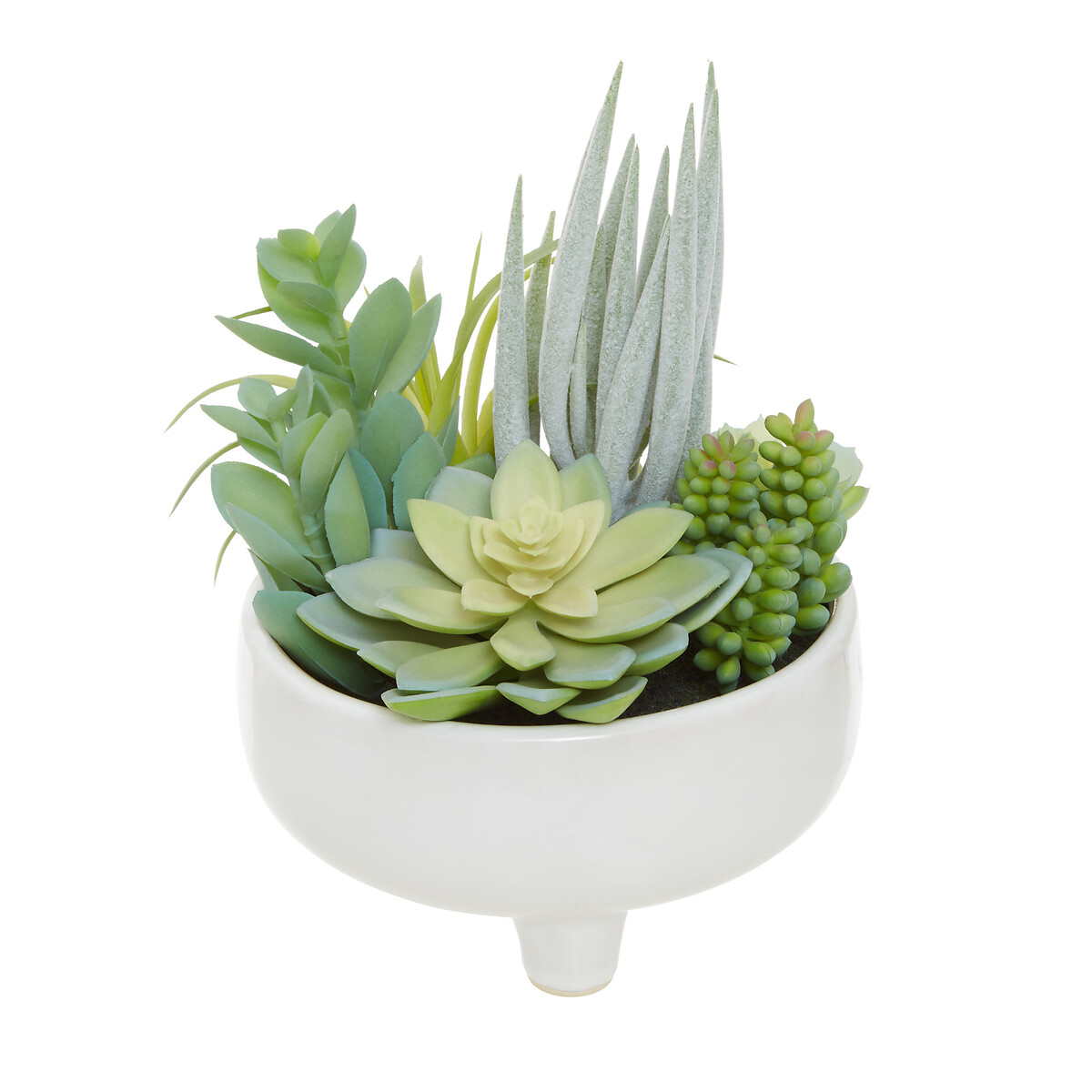 24cm Artificial Fiori Mixed Succulent in White Ceramic Pot green, ÉDITÉ