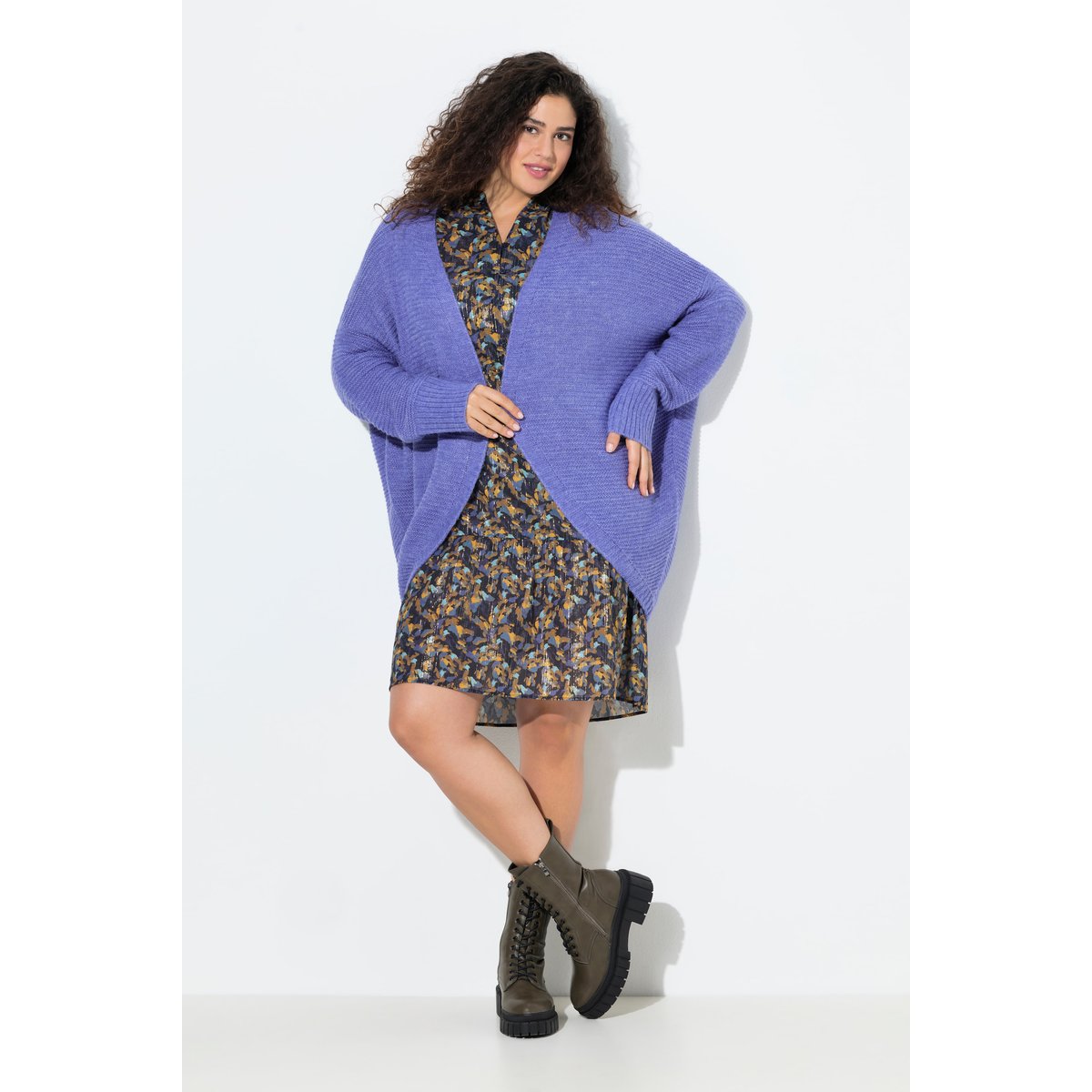 Cardigan coupe ouverte, laine mélangée lavande, ULLA POPKEN