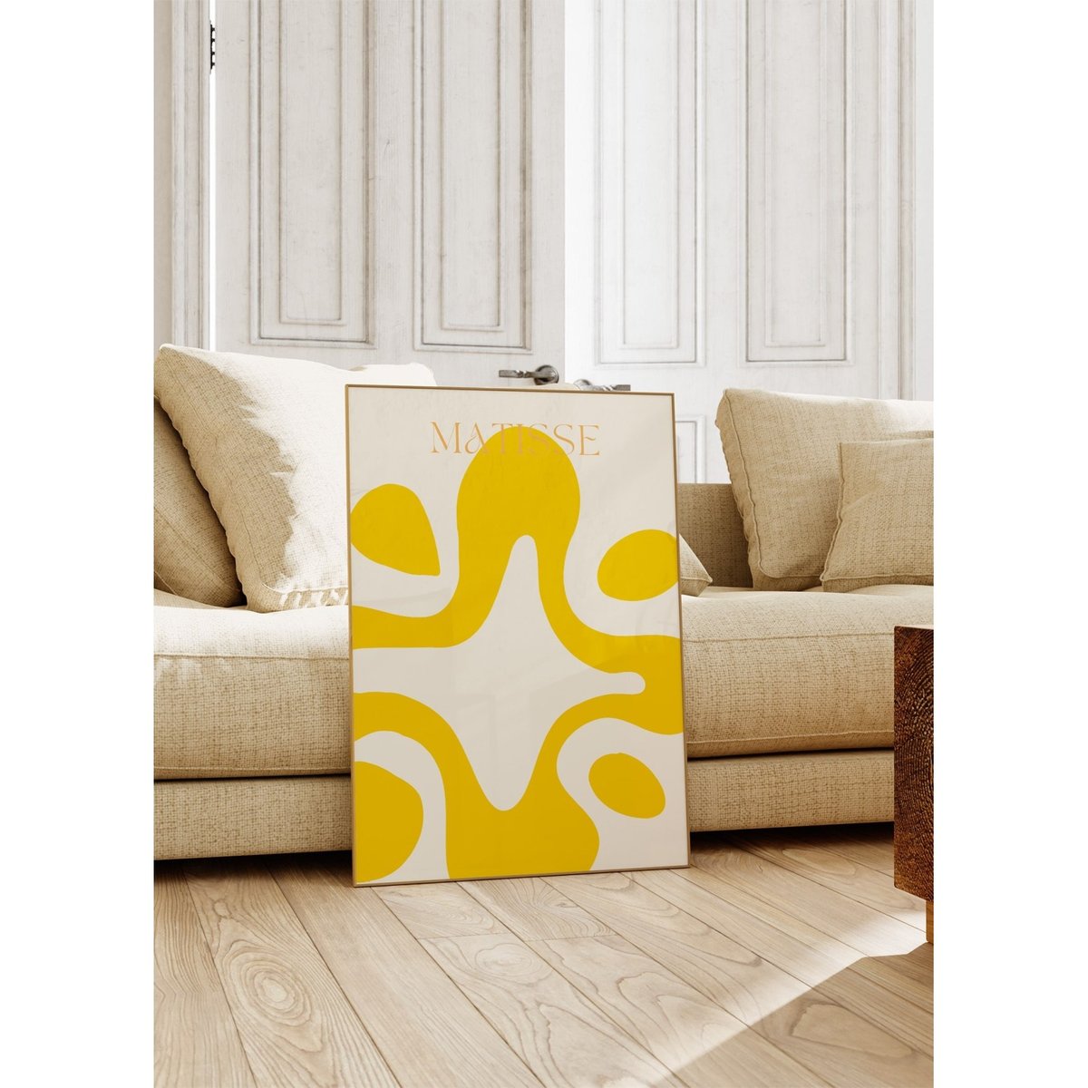 Affiche Matisse 'Composition Soleil' – Abstraction en jaune blanc, L'AFFICHERIE