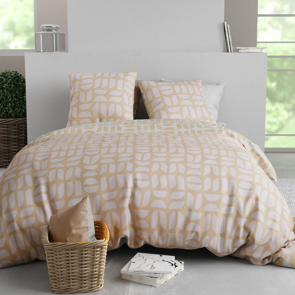 Parure housse de couette en polycoton imprimée, Romy imprime, C DESIGN HOME TEXTILE
