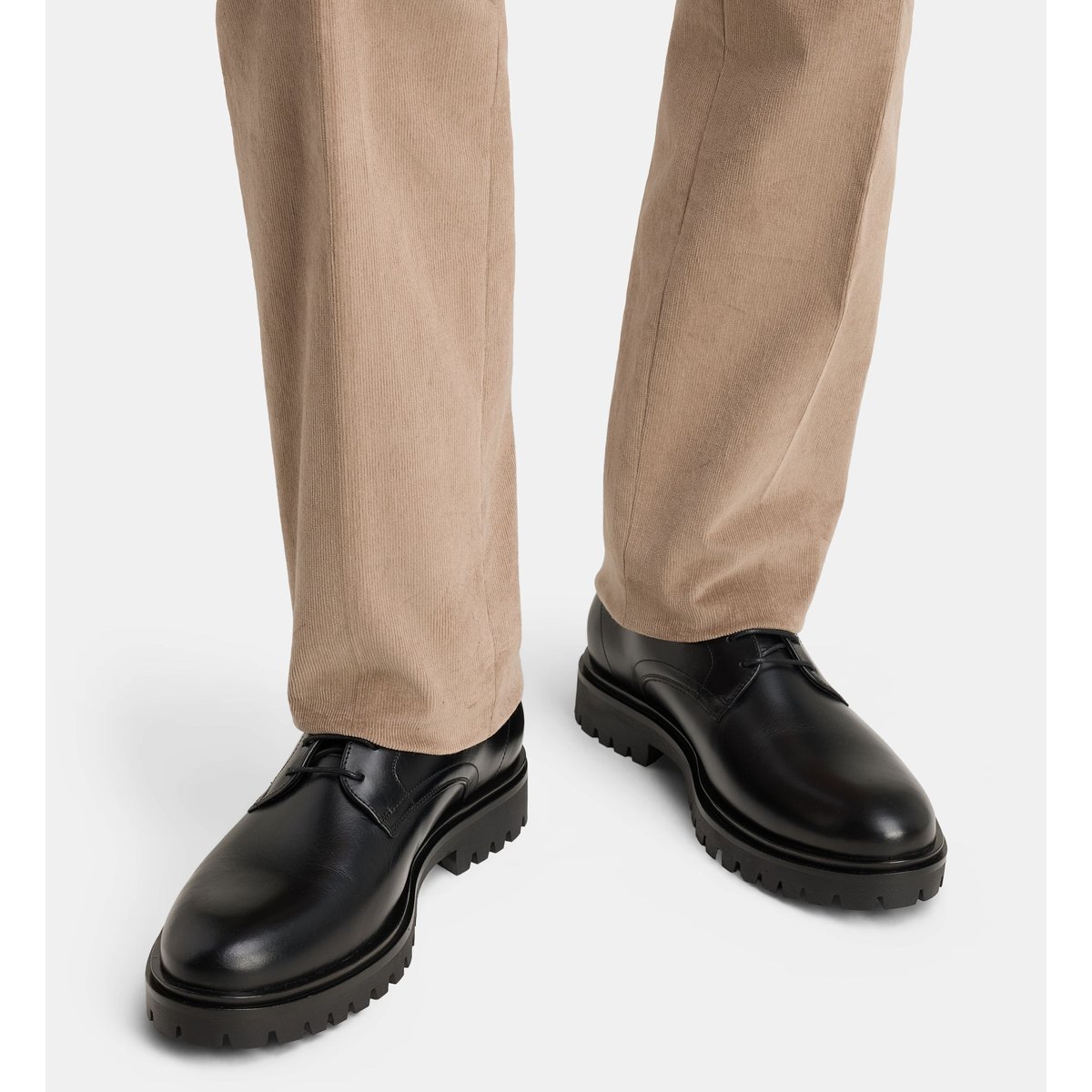 Derbies crantés olive cuir noir, COMPTOIR GL