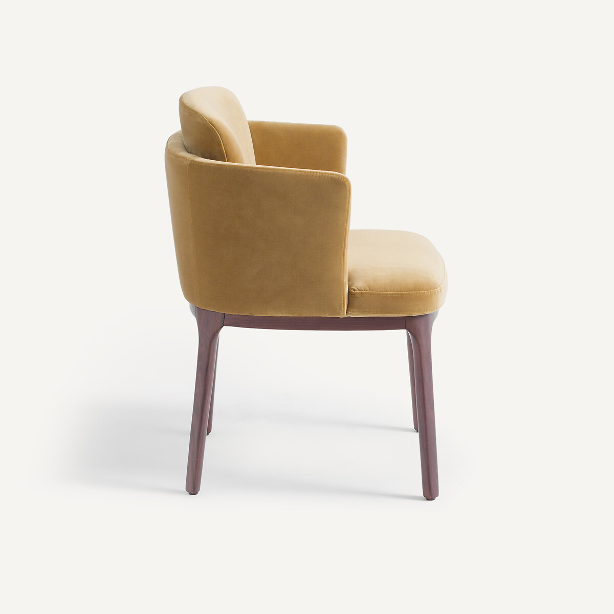 Fluwelen tafelfauteuil met walnoten poten Jabote mosterd, AM.PM