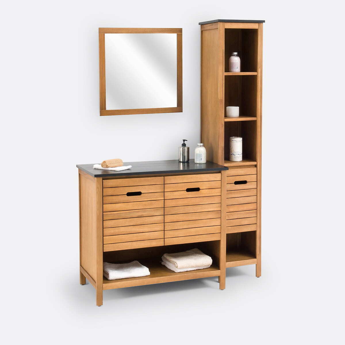 Meuble sous vasque Saturne, Acacia, 90 cm acacia, LA REDOUTE INTERIEURS