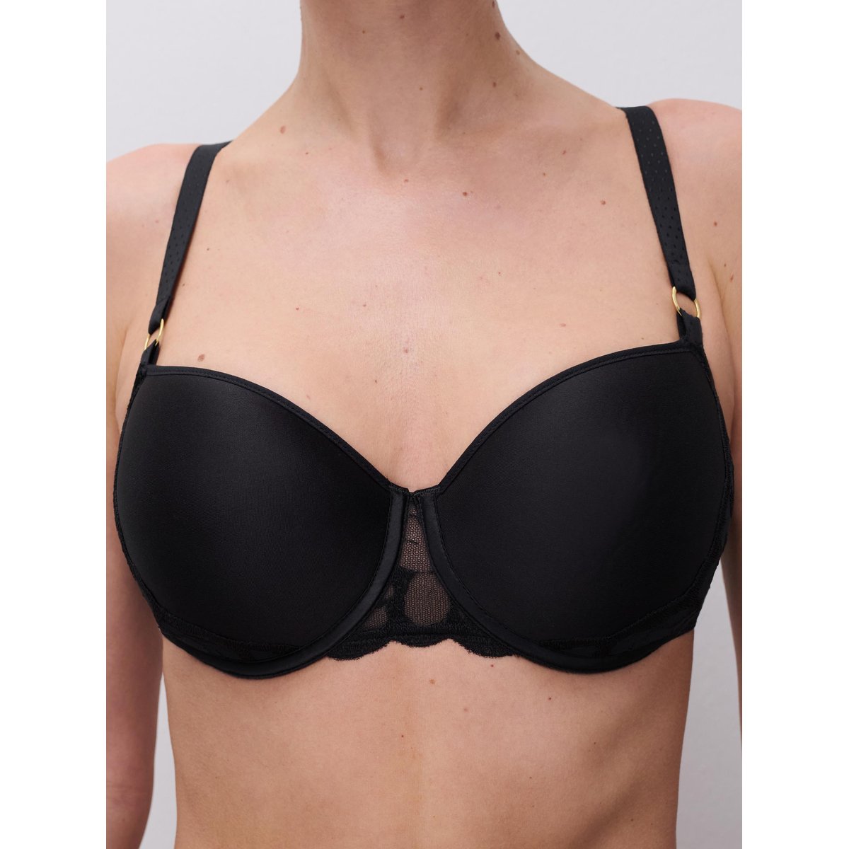 Soutien-gorge corbeille mémoire de forme FLEURS noir, CHANTELLE