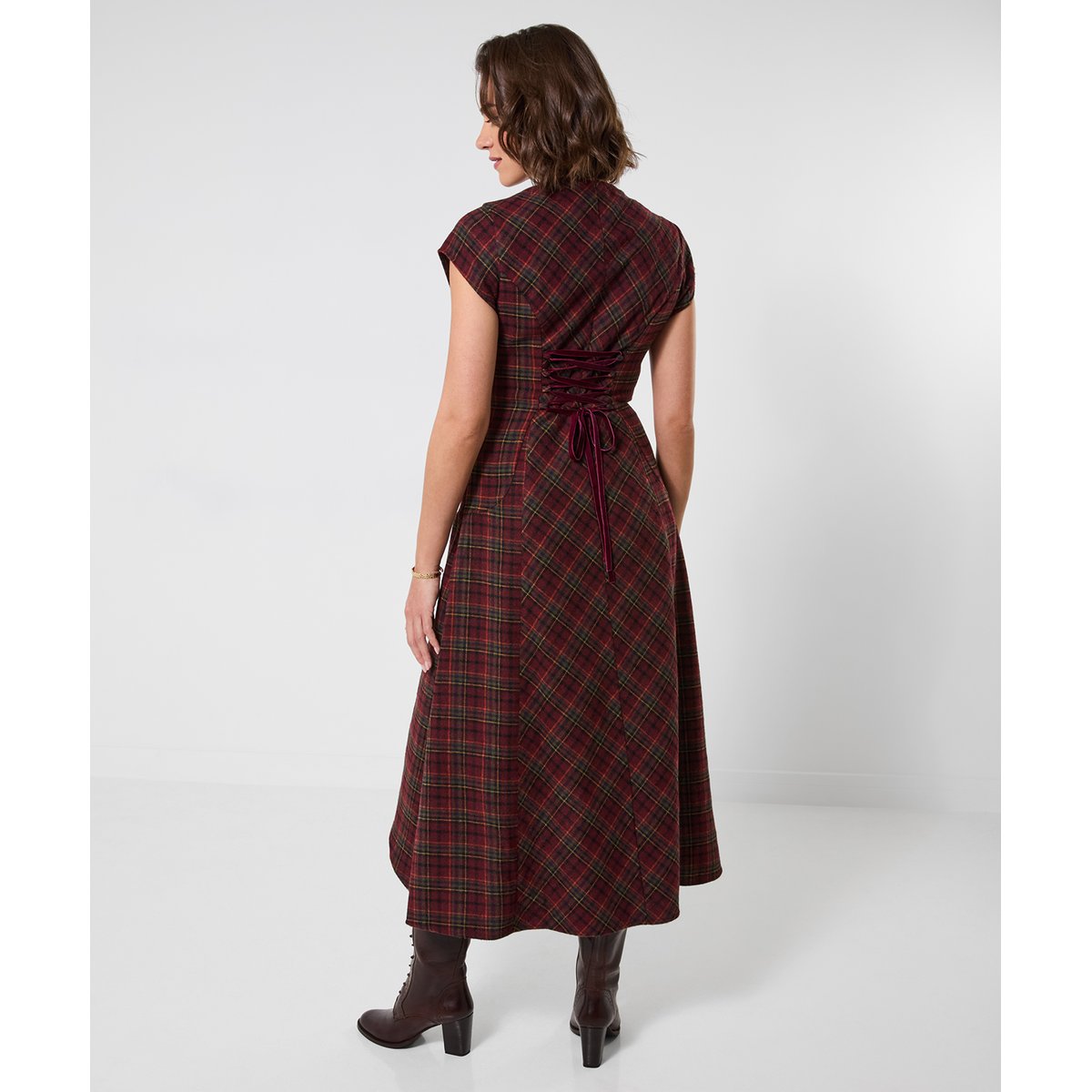 Robe Longue à Carreaux Tradition Ruby rouge, JOE BROWNS