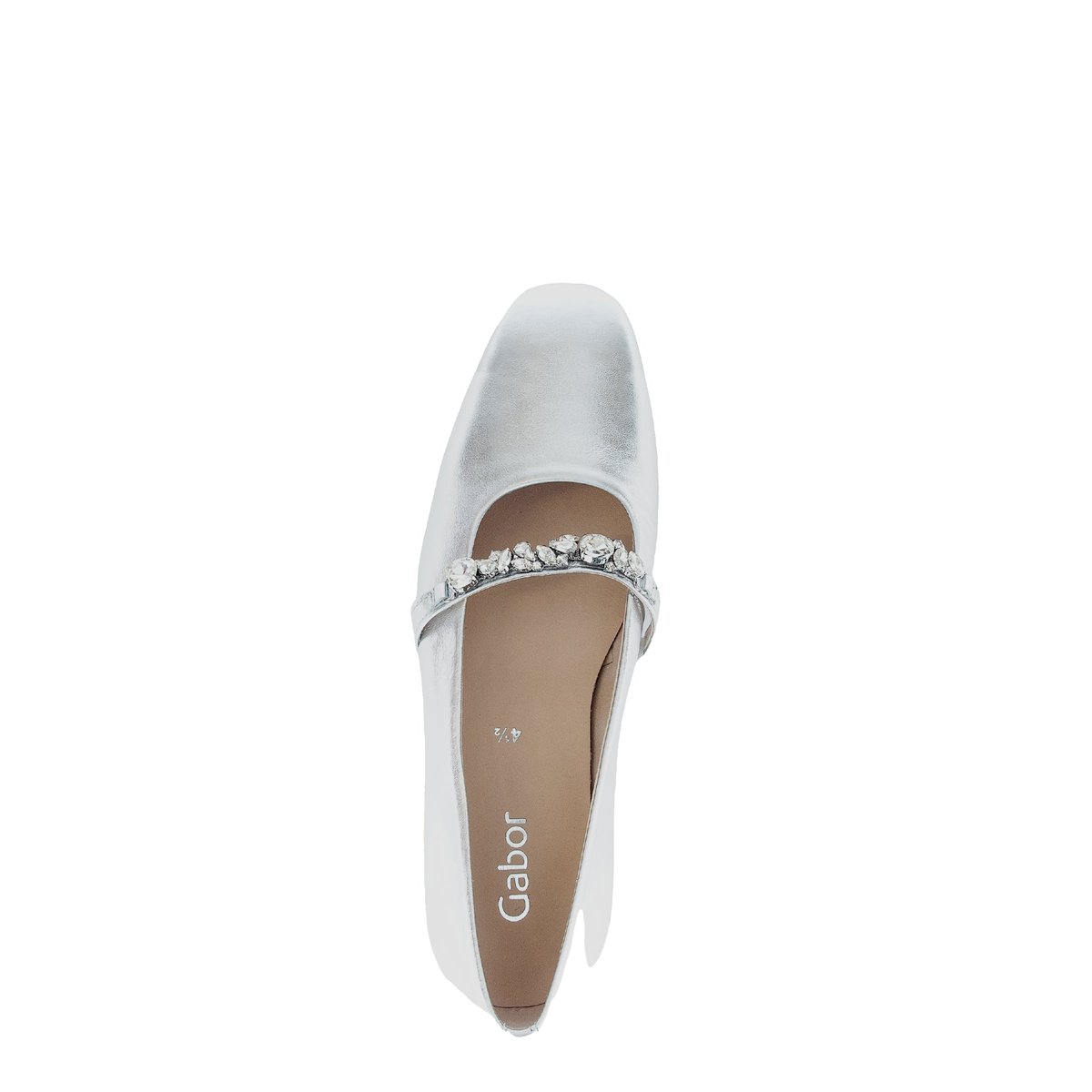 Ballerines en  à talon décroché effet galvanisé argent, GABOR