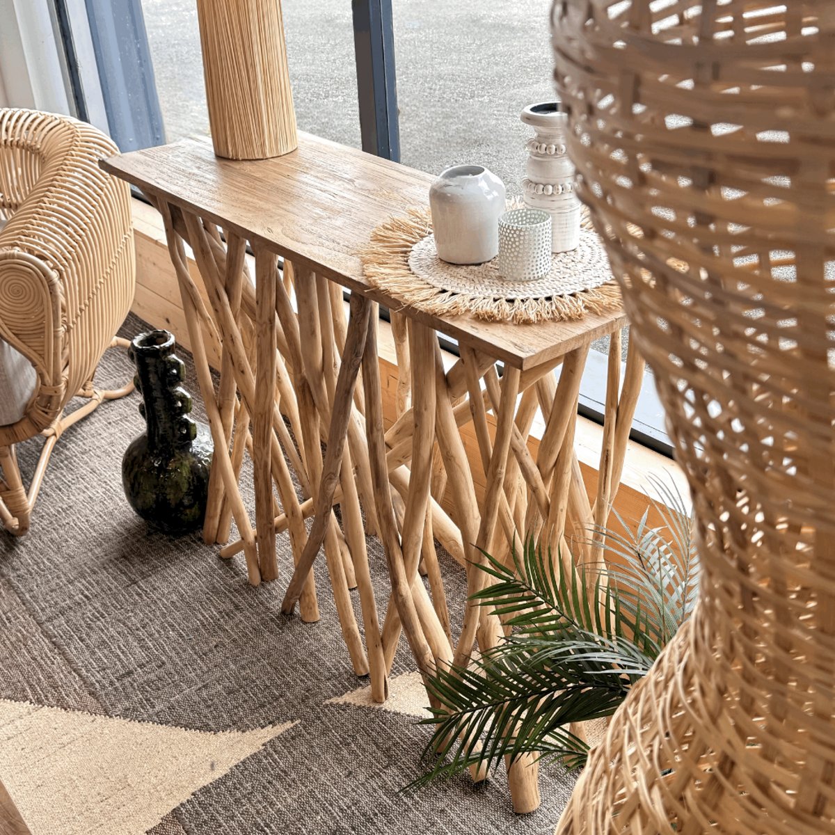 Console en branches de teck ENORA naturel, HYDILE