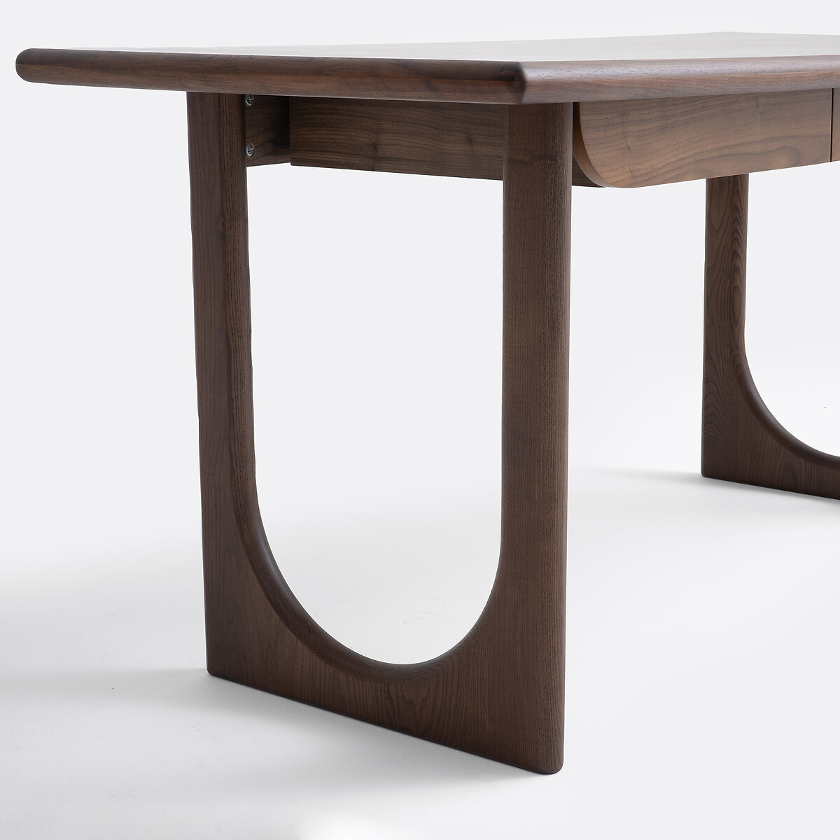 Bureau XL en frêne massif et plaqué noyer, 2 tiroirs, DOUVE noyer, LA REDOUTE INTERIEURS