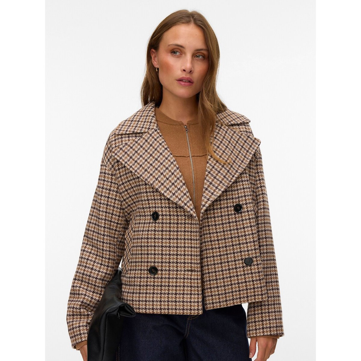 Manteau court à carreaux imprimé carreaux, VERO MODA