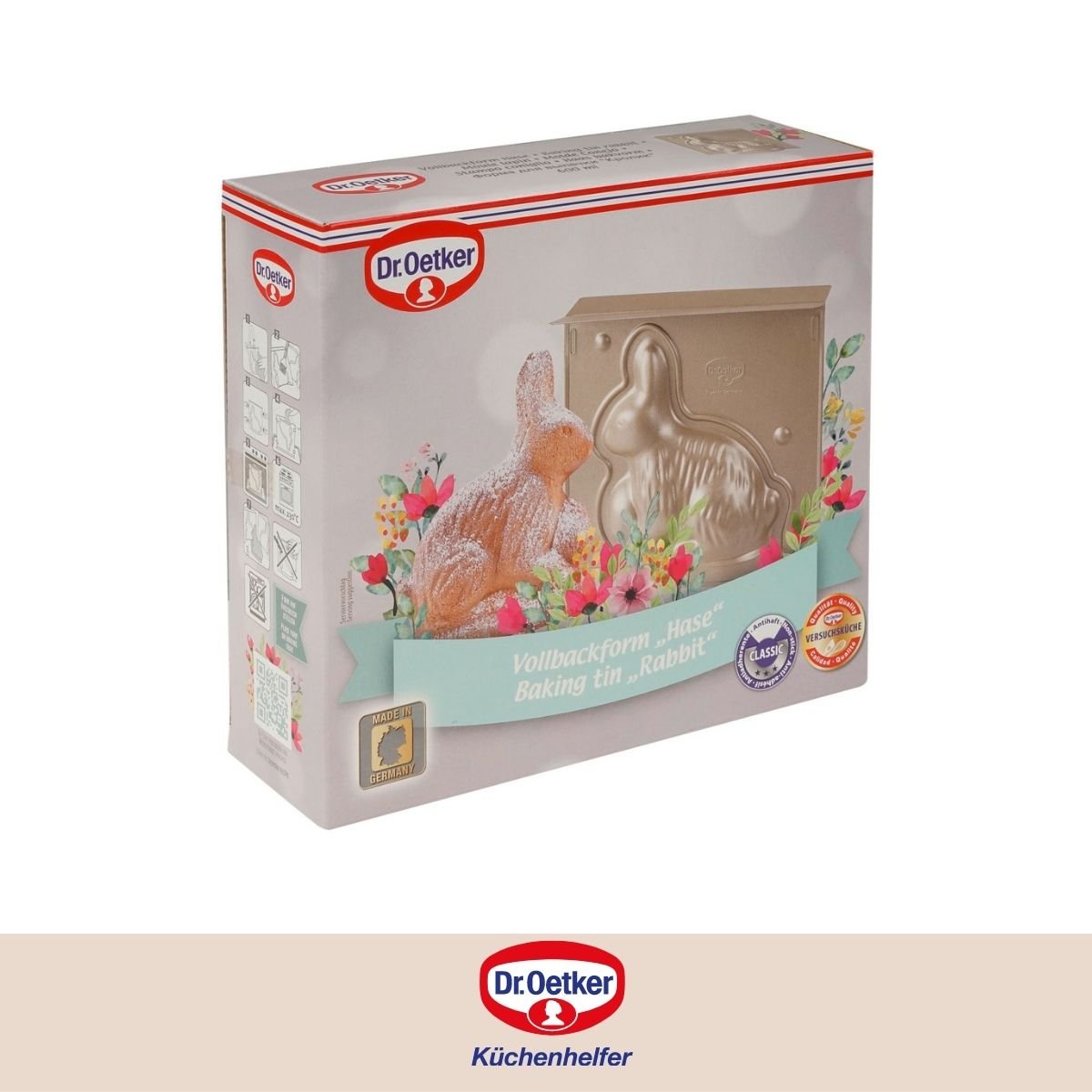 Moule à gâteaux 3D en forme de lapin de Pâques or, DR OETKER