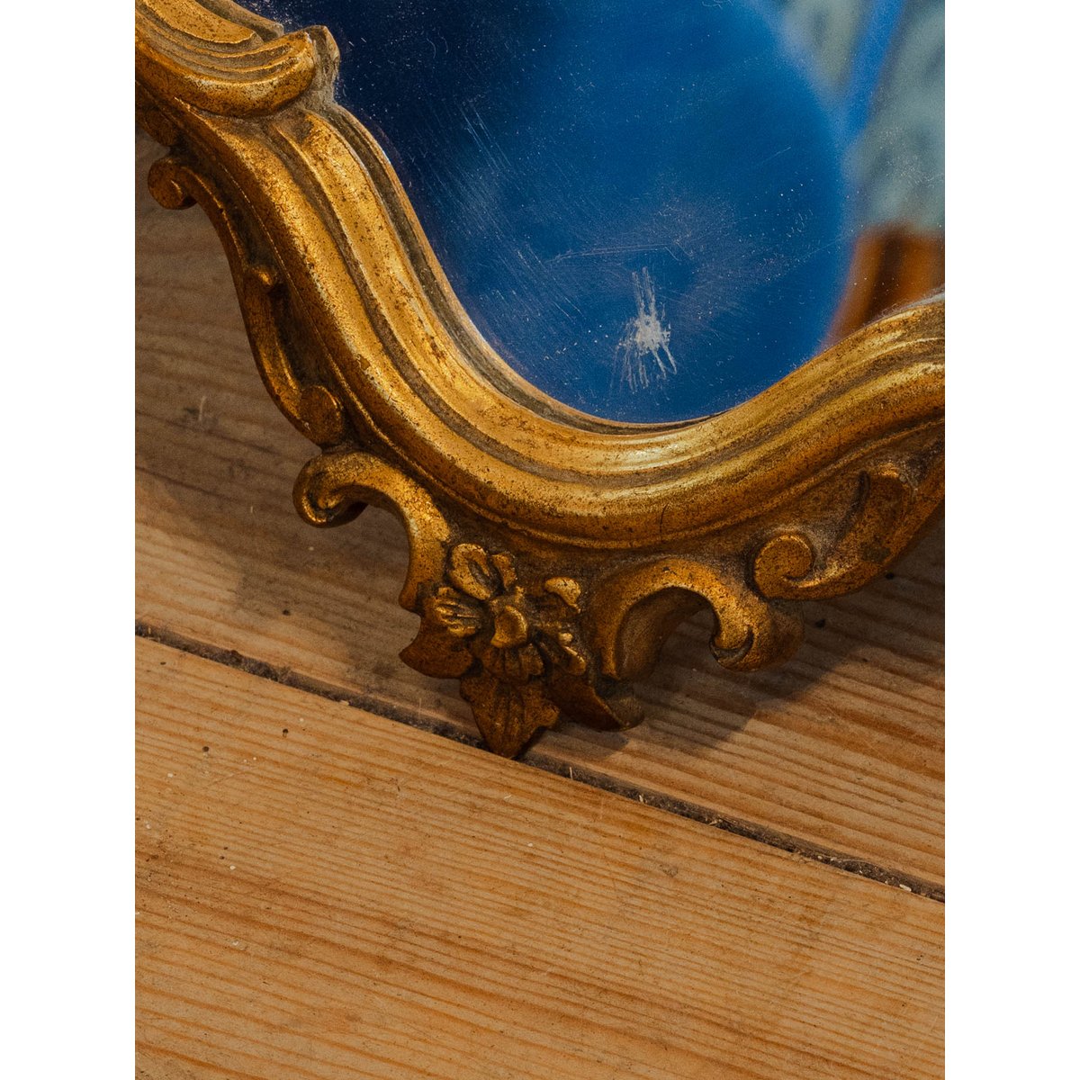 Miroir en résine doré Georges N°1525 - Bon état doré, DEBONGOUT