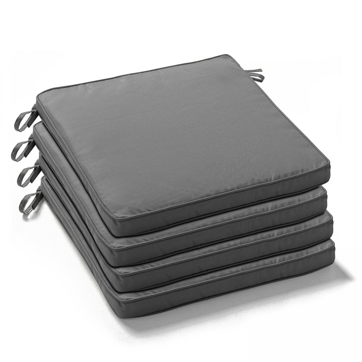 Lot de 4 galettes de chaise (40 x 40 x 30 cm), MACHU gris, OVIALA