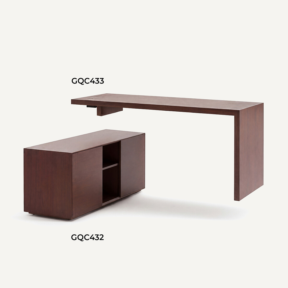 Caisson bureau 2 portes en MDF plaqué noyer, MIKUBE noyer, AM.PM