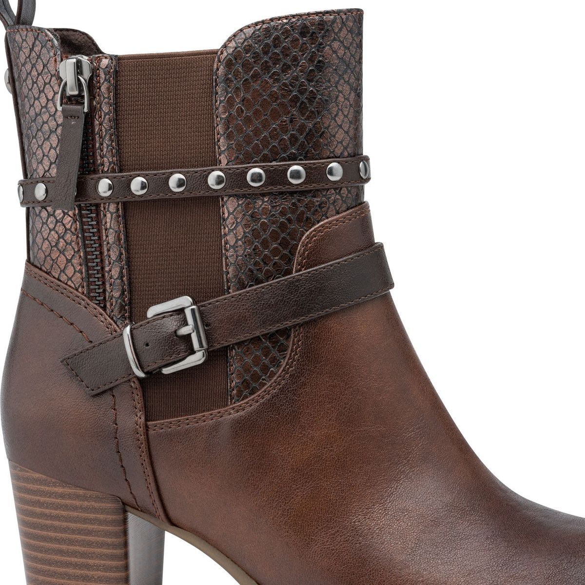 Bottine talon bloc marron antilope, MARCO TOZZI