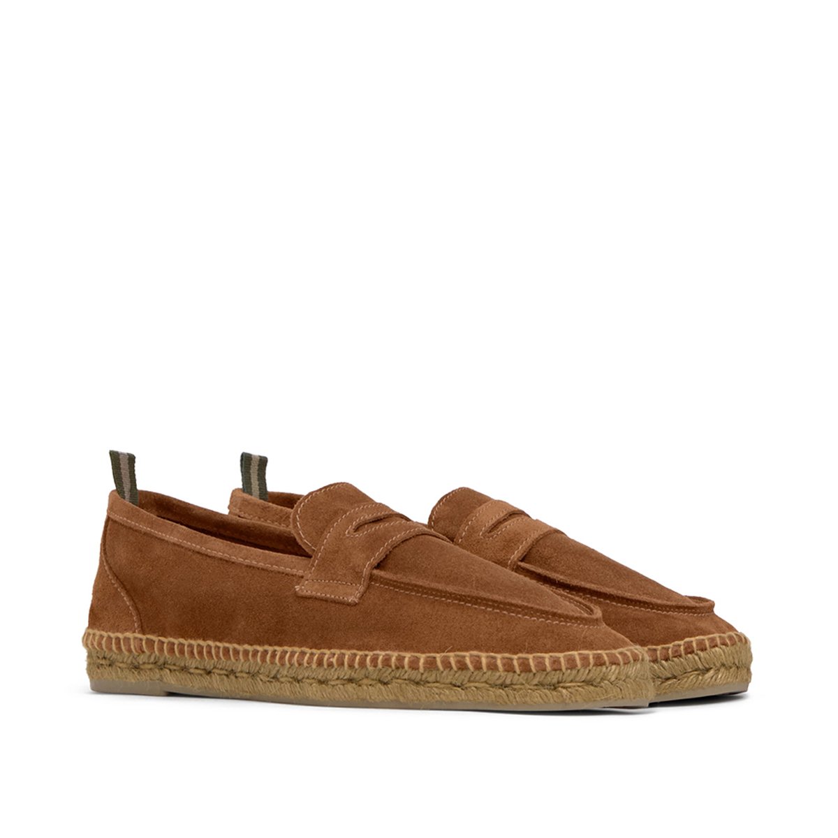 Espadrilles mocassins en cuir et jute NACHO LIGHT PLATFORM cognac, CASTANER