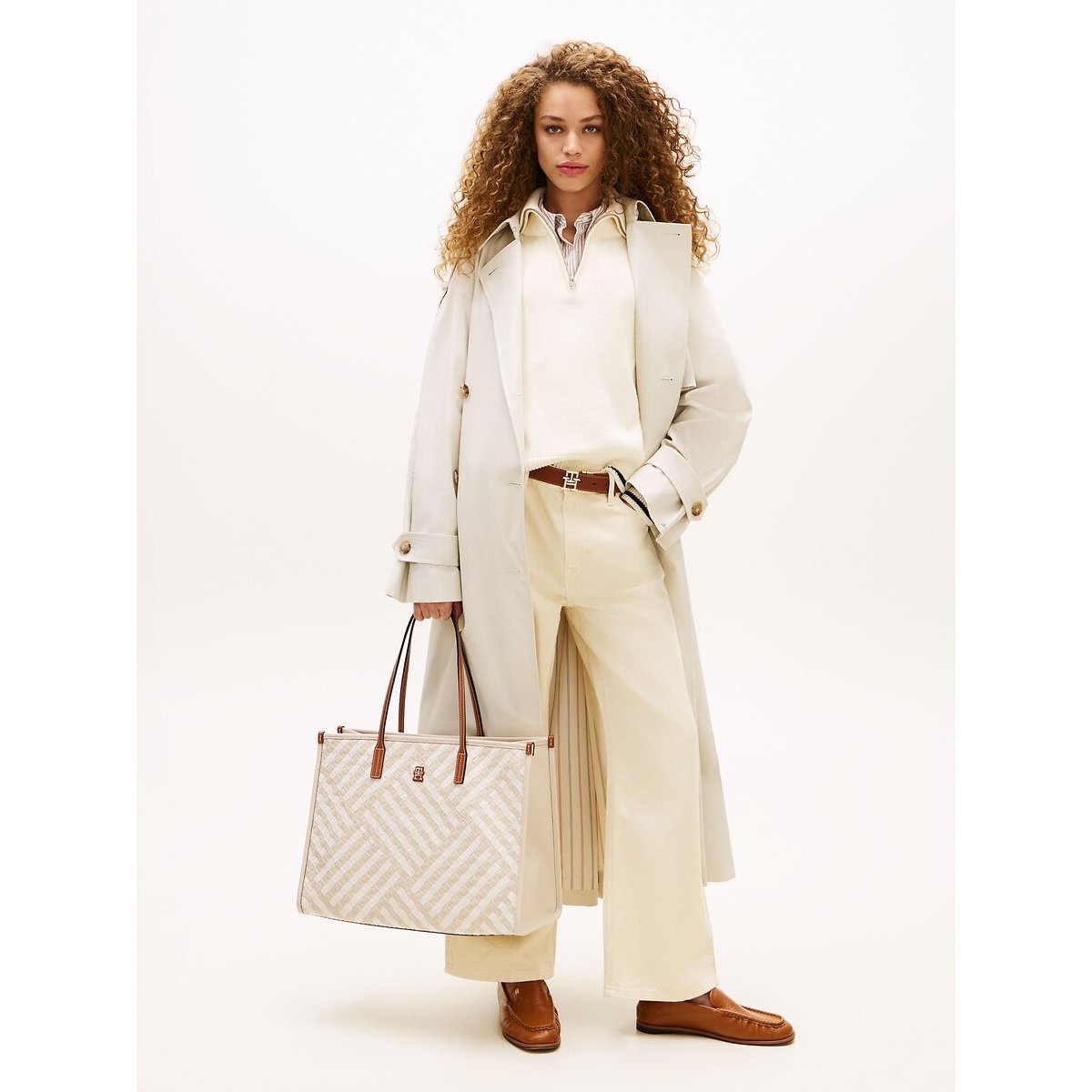 Gevlochten handtas, TH CITY beige/ecru, TOMMY HILFIGER