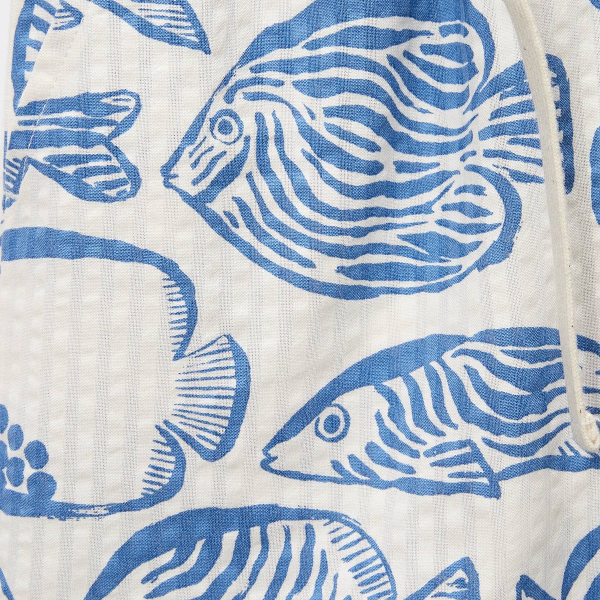 Short élastiqué en seersucker imprimé en coton riviera, MONOPRIX