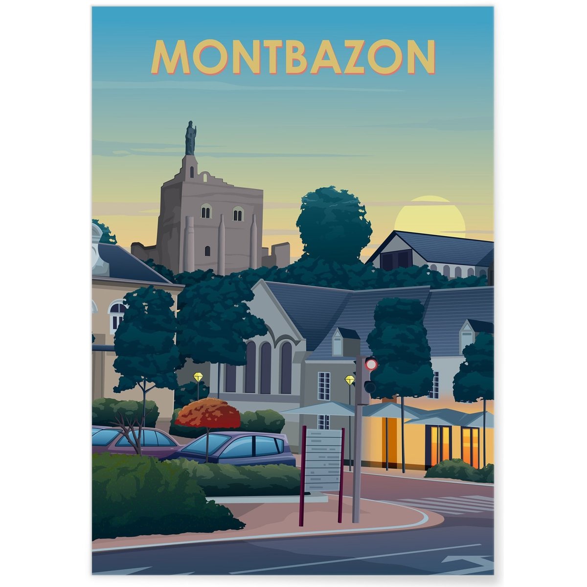 Affiche ville Montbazon blanc, L'AFFICHERIE