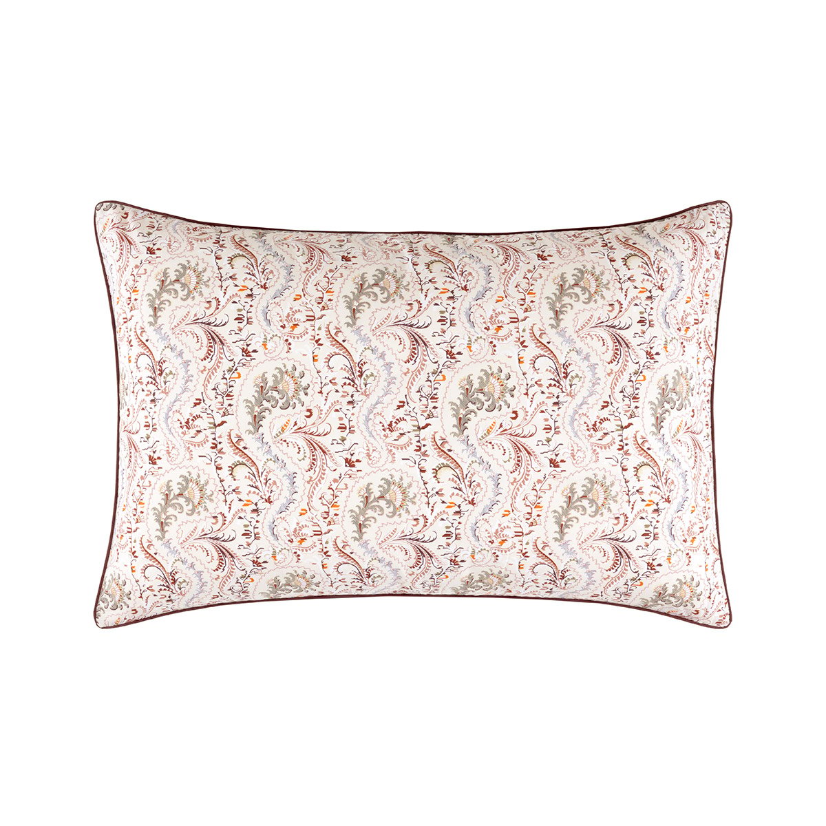 Taie d'oreiller en percale de coton vert, TALMA a motif, DESFORGES