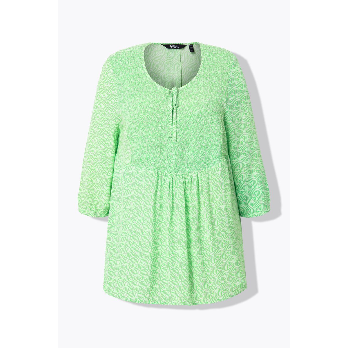 Blouse, Coupe A-Ligne, Insert Smocké menthe verte, ULLA POPKEN