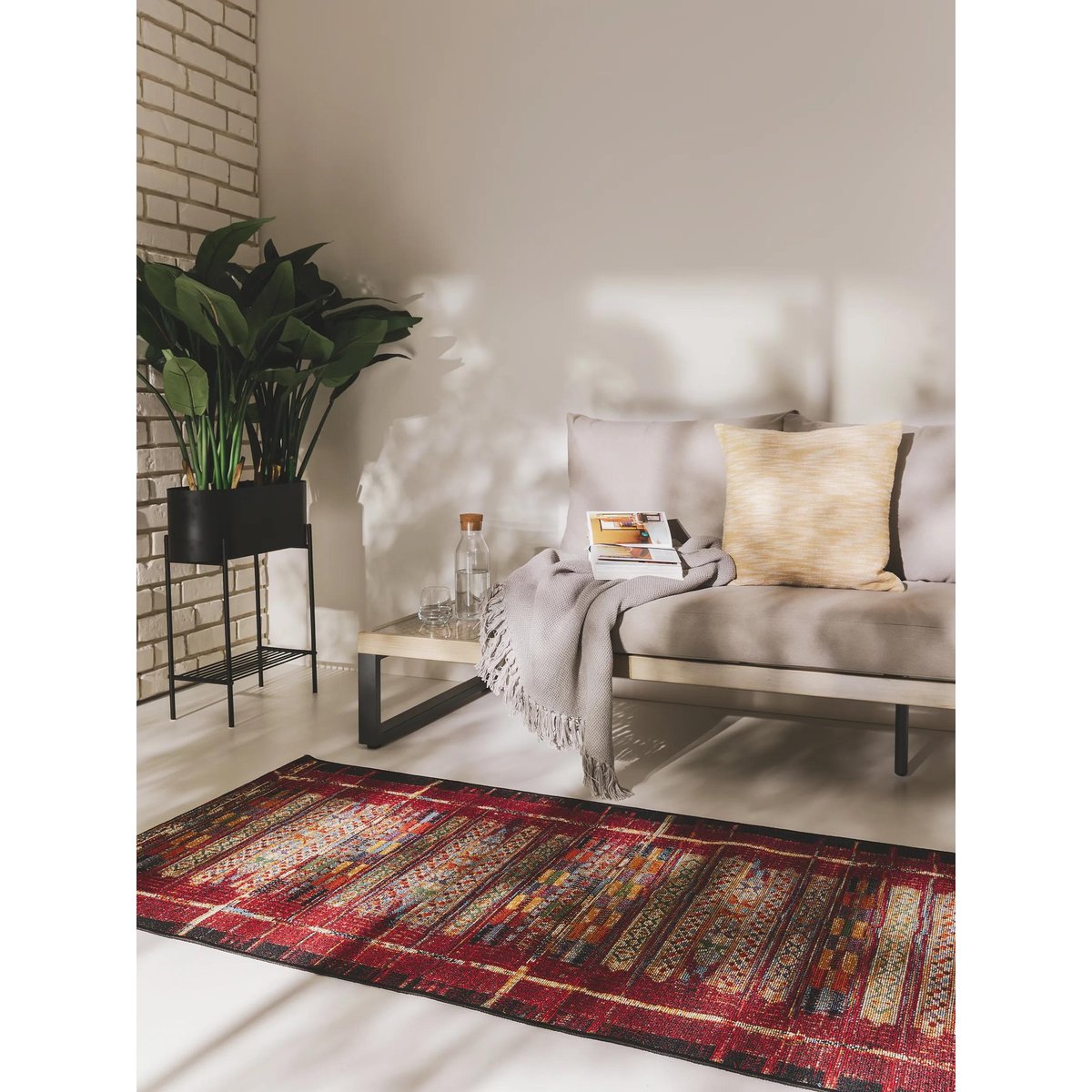 Tapis de couloir d'extérieur & intérieur ARTIS multicouleur/rouge, BENUTA 