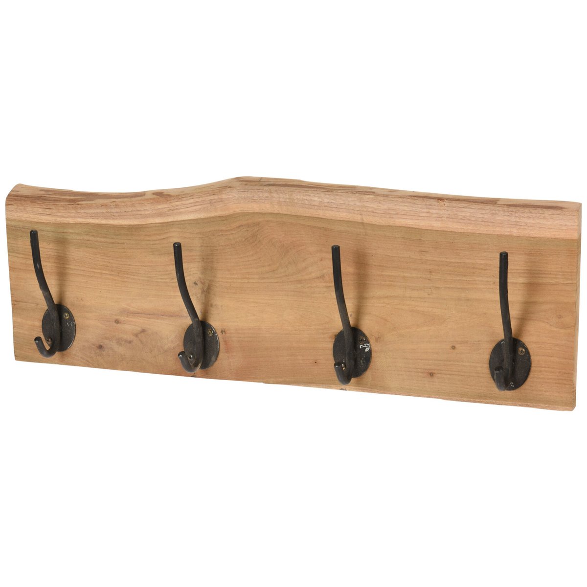 Portemanteau mural en teck 4 crochets 50x6x13cm bois, WADIGA