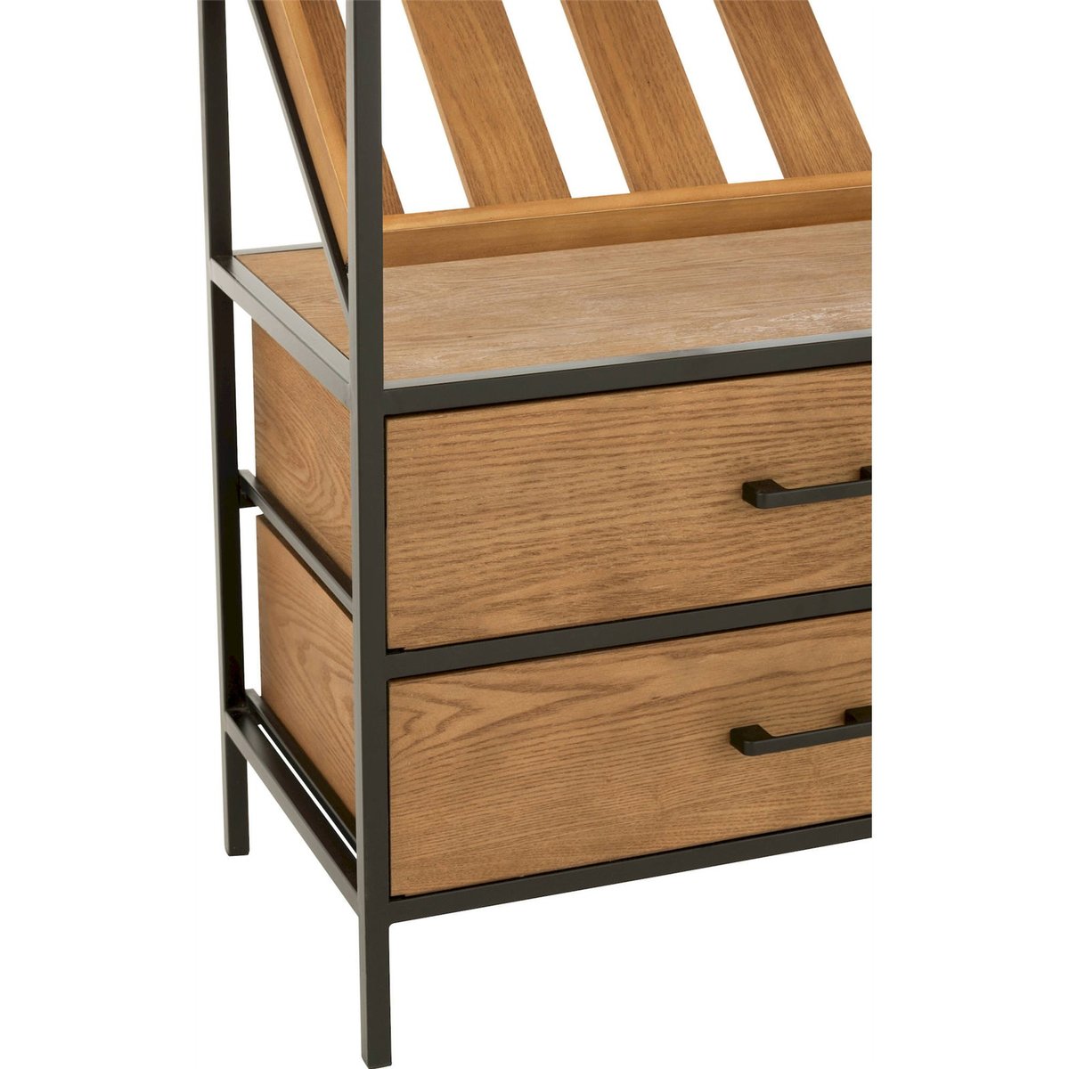 Meuble bar rectangulaire en bois avec rangements pour bouteilles bois naturel et métal noir, RECOLLECTION
