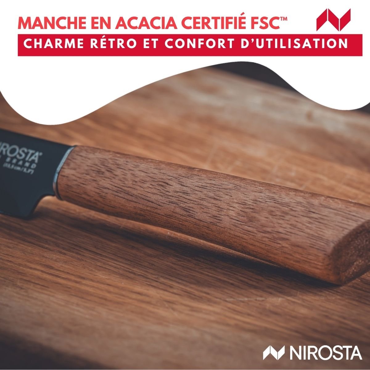 Couteau d’office universel 24 cm FLOW bois,noir, NIROSTA
