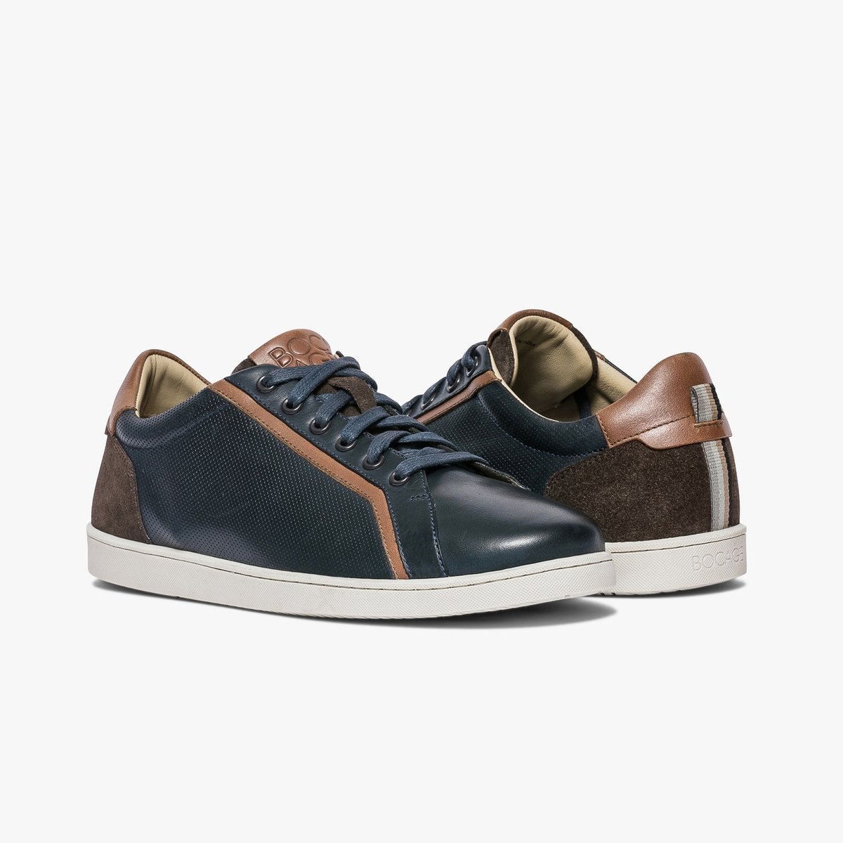 Basket en cuir KYRION bleu marine, BOCAGE