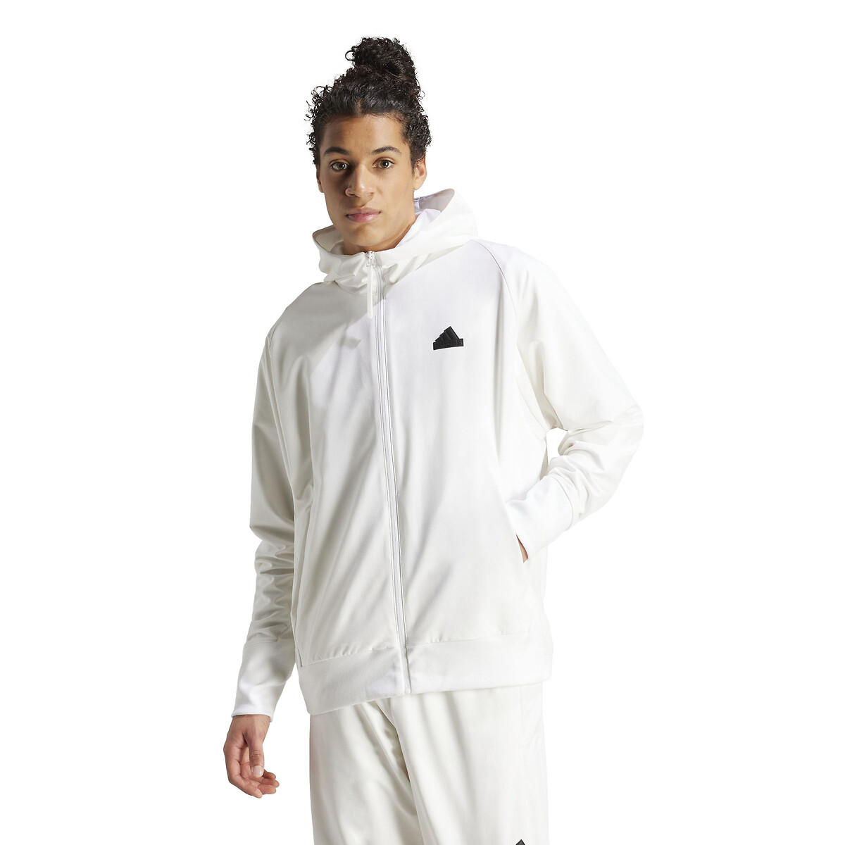Sweat zippé à capuche ZNE blanc, ADIDAS SPORTSWEAR