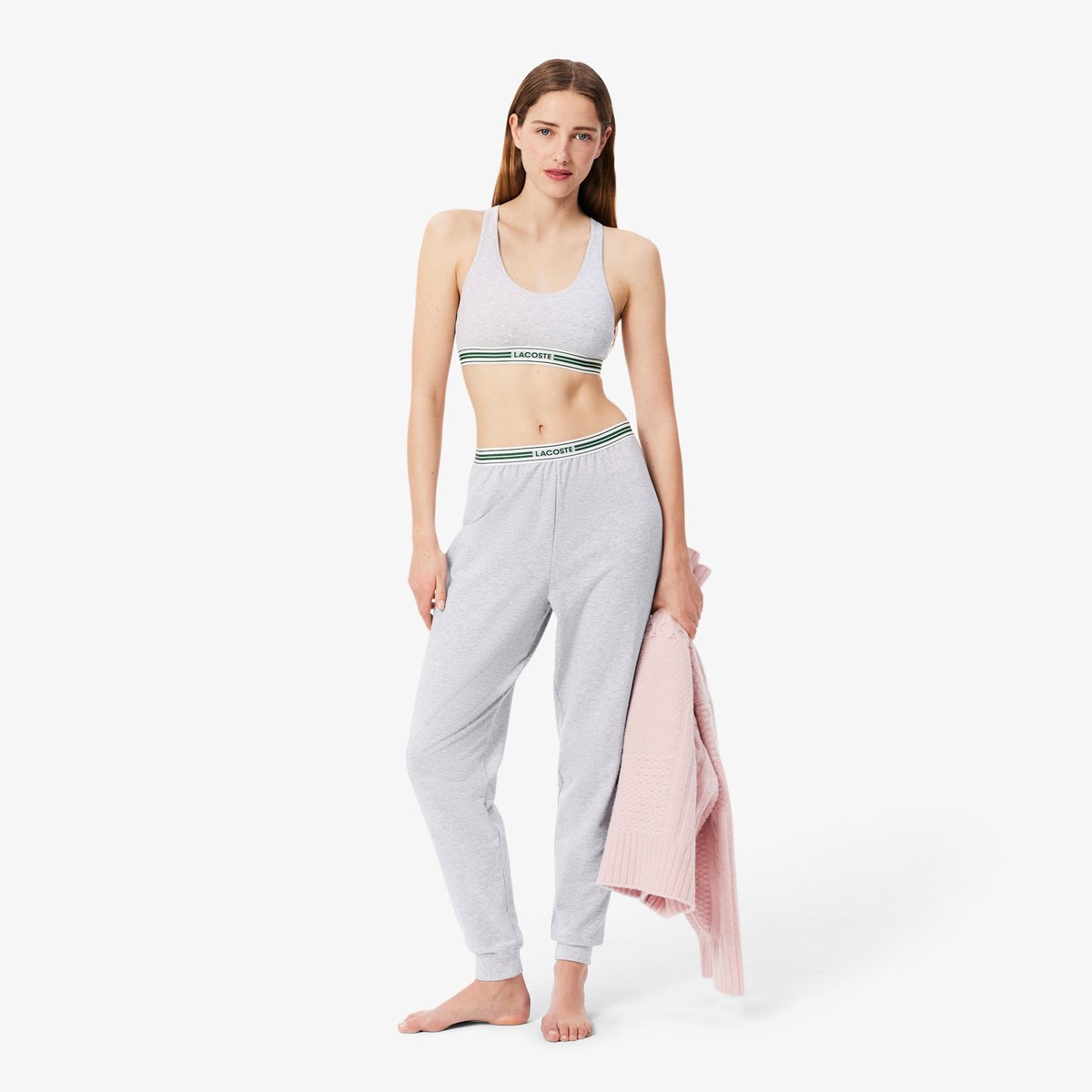 Pantalon de survêtement d'intérieur coton gris-cca, LACOSTE