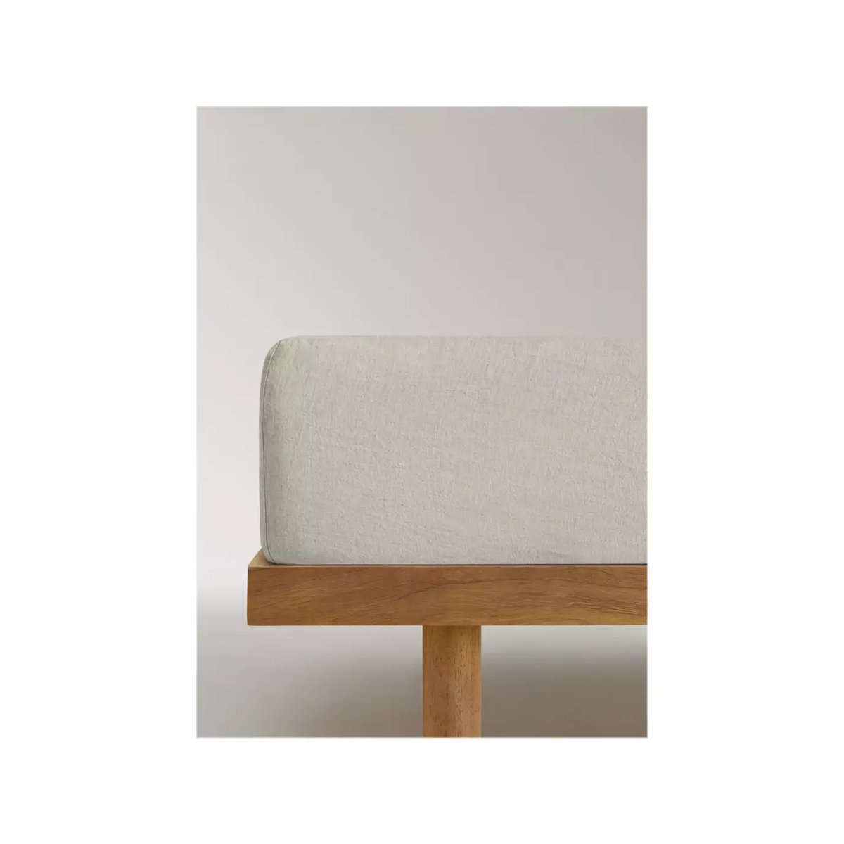 Drap-housse lin lavé lit 135 cm sable, MANGO HOME