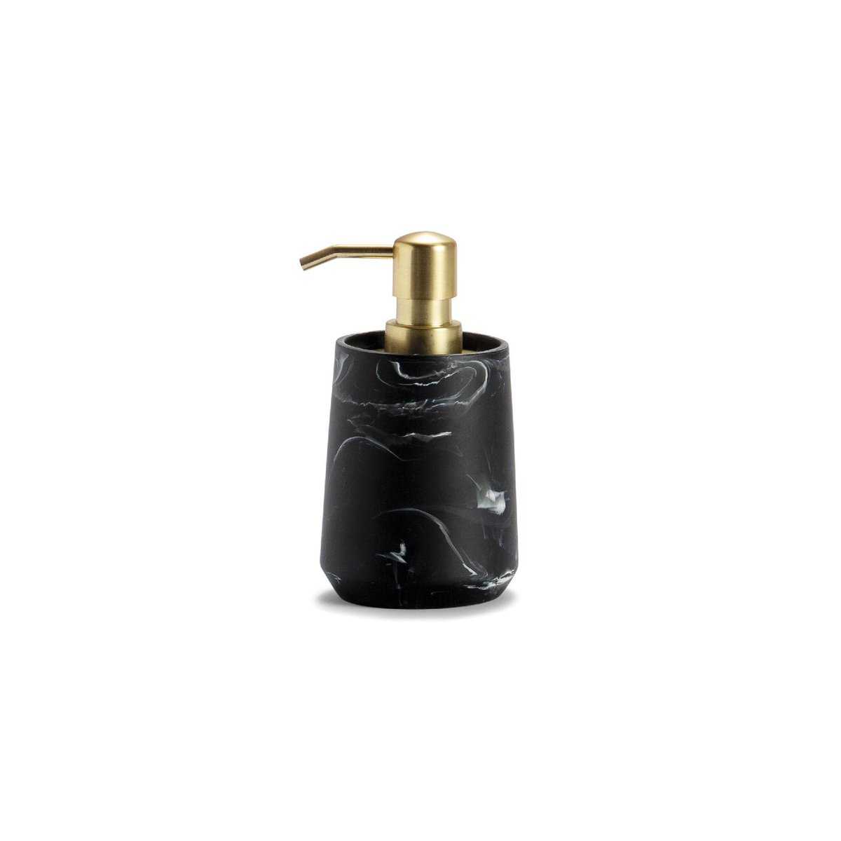 Distributeur de Savon en Polyrésine Noire Effet Marbre et Métal Doré noir, WADIGA