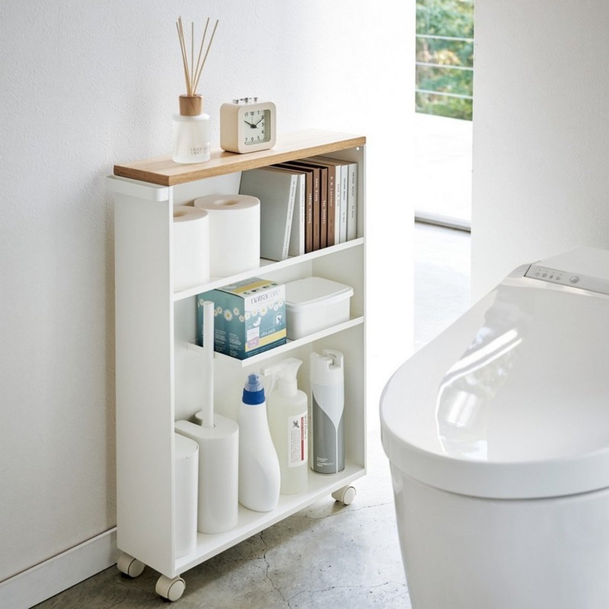 Meuble rangement étroit wc TOWER blanc, YAMAZAKI