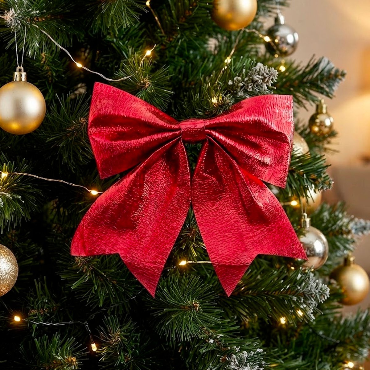 Décoration de Noël grand noeud rouge 25cm rouge, WADIGA