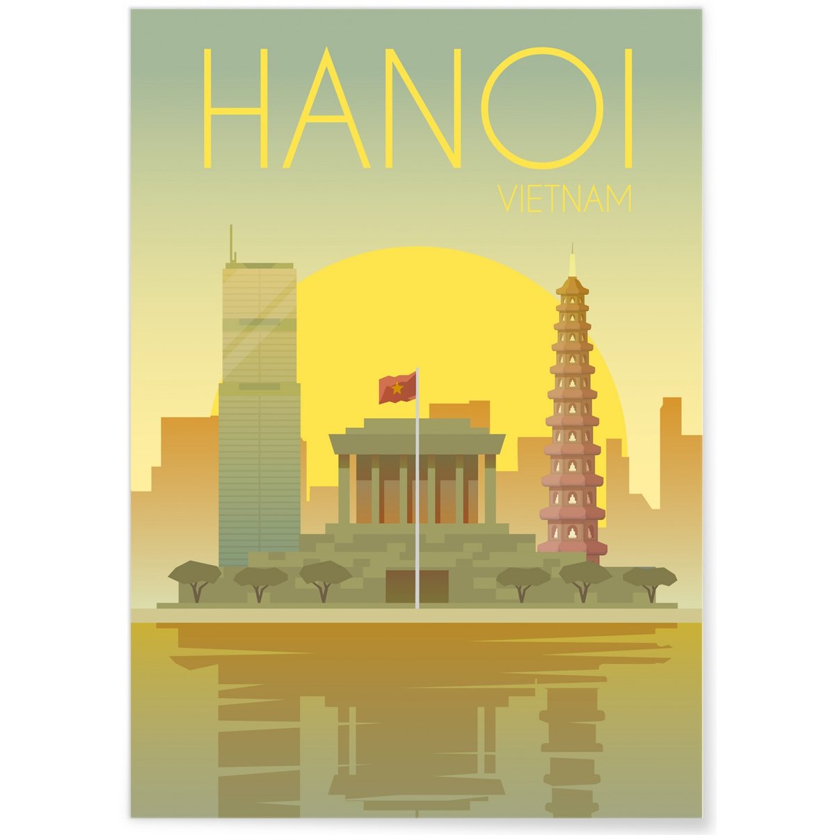 Affiche Vietnam Hanoi blanc, L'AFFICHERIE