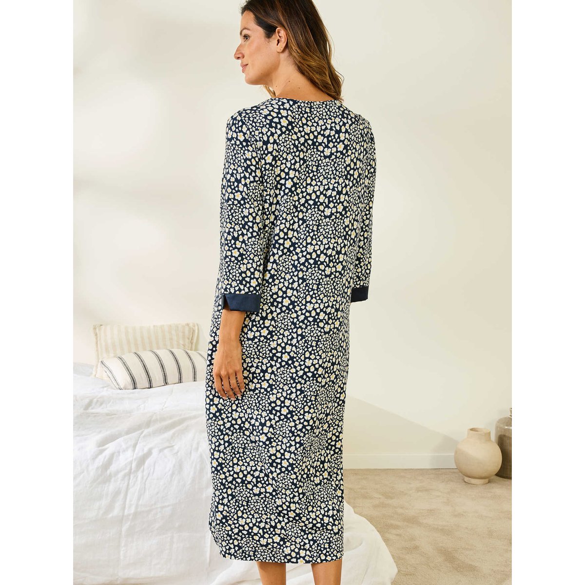 Chemise de nuit longue femme imprimé jaune, DAXON