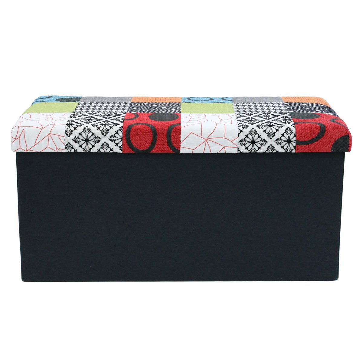 Coffre de rangement pliable patchwork multicolore, EDEN