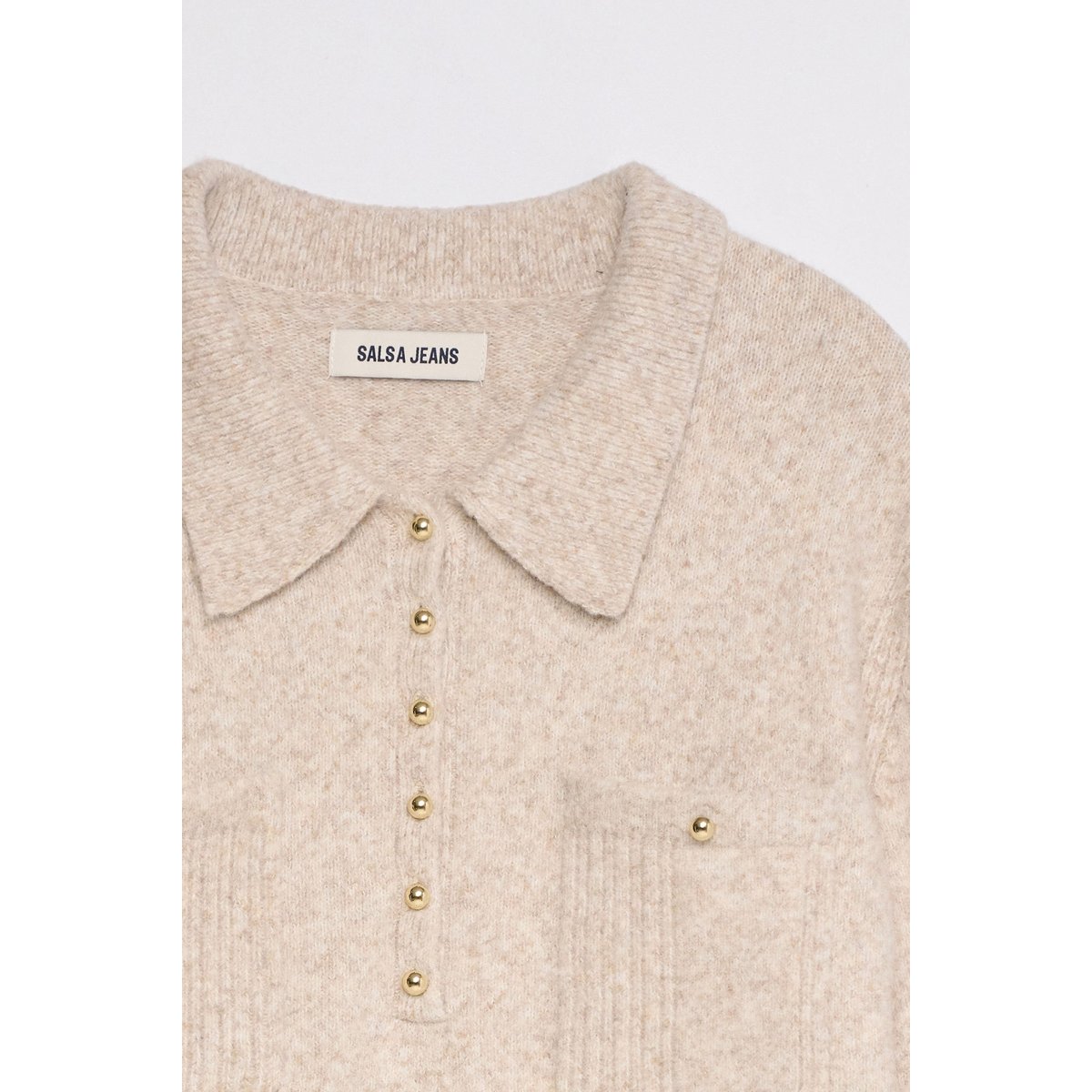 POLO EN MAILLE AVEC LAINE beige, SALSA JEANS