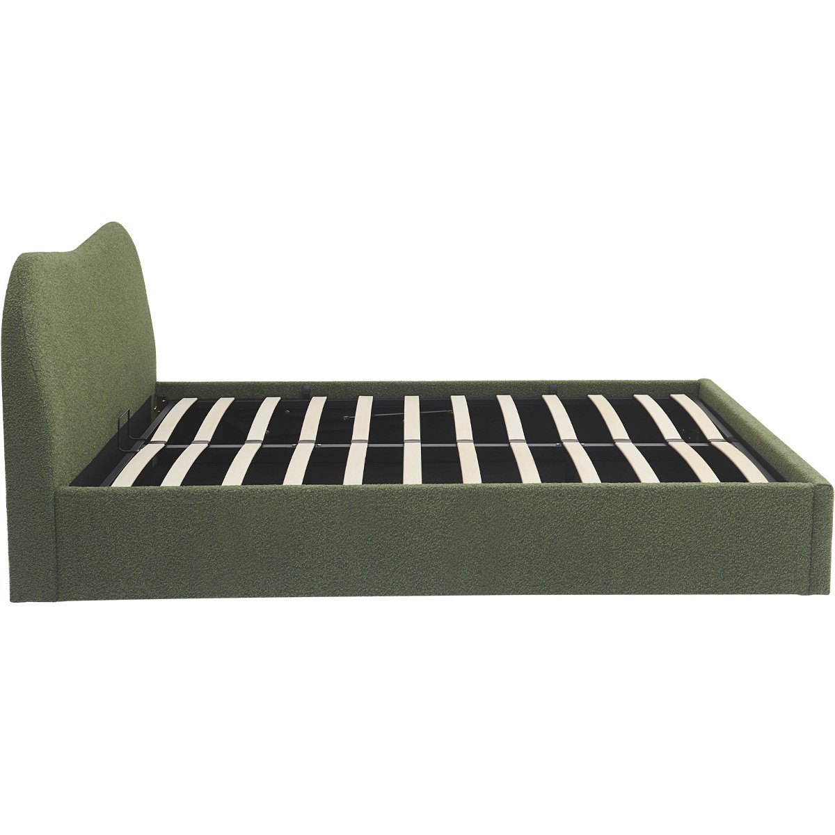 Lit coffre avec tête de lit en tissu bouclé - SUZON tissu bouclé vert, HOMIFAB