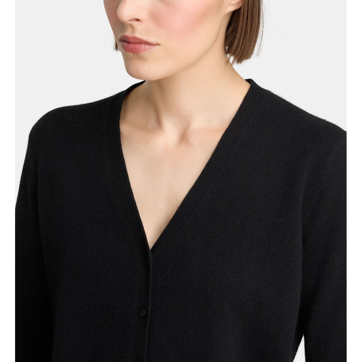 Cardigan droit filao en cachemire noir, GALERIES LAFAYETTE