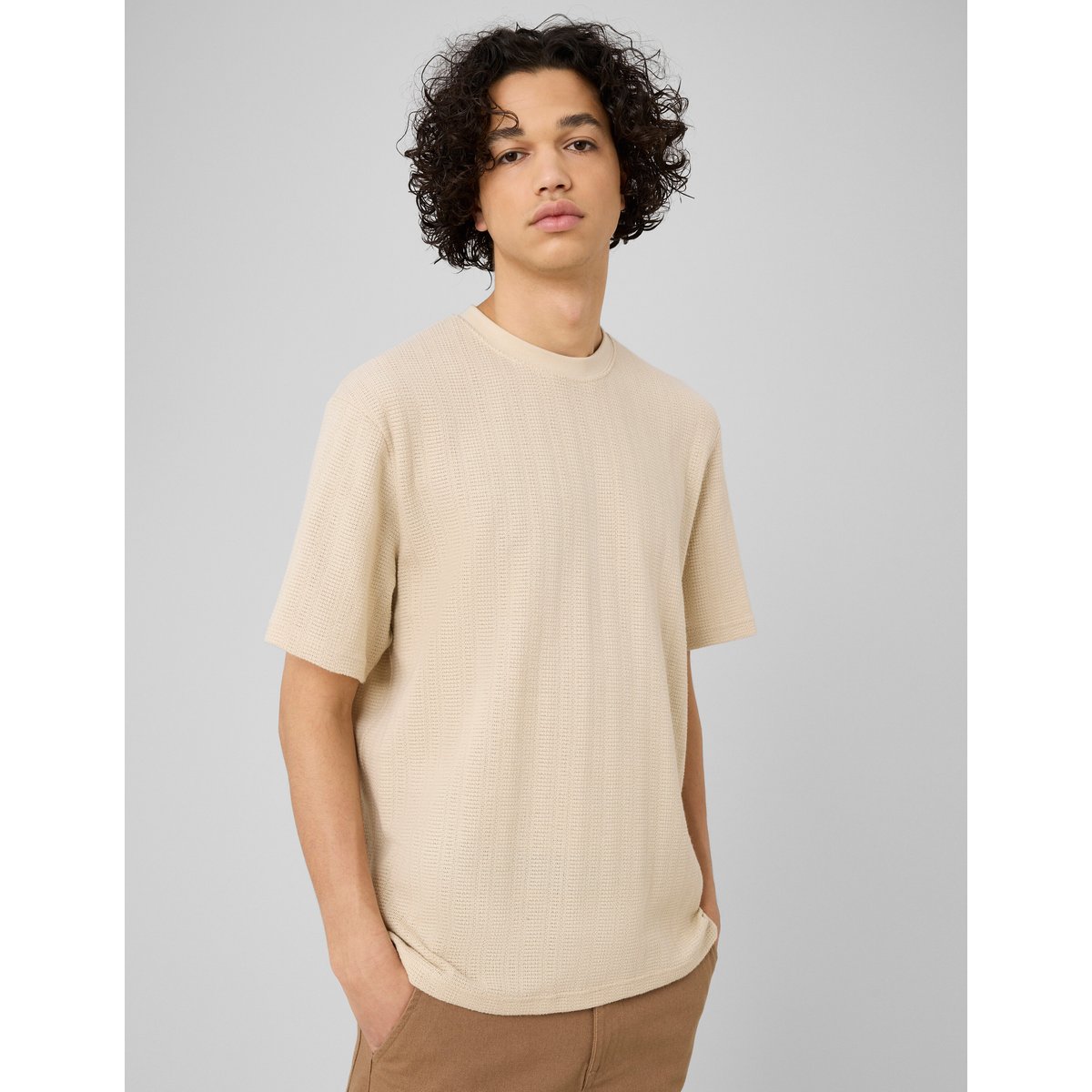 T-shirt matière fantaisie blanc cassé, BZB