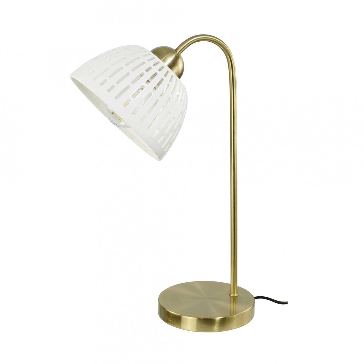 Lampe à poser en métal & céramique avec un cordon textile, TELIA blanc, C-CREATION