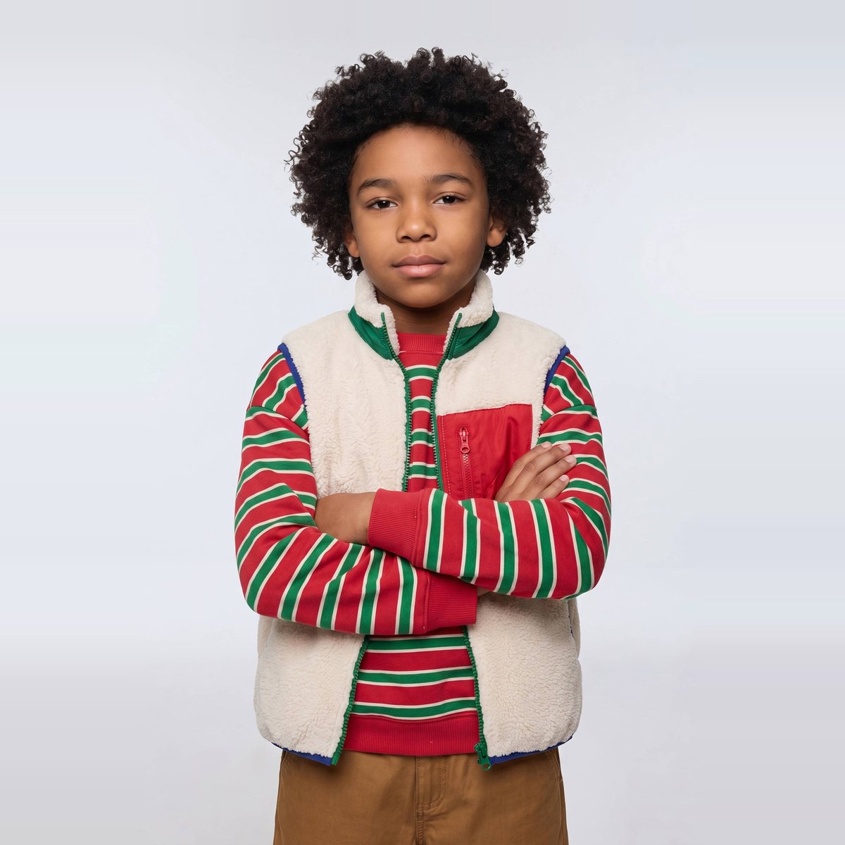 Sweat rayé en coton BIO GOTS rouge, MONOPRIX
