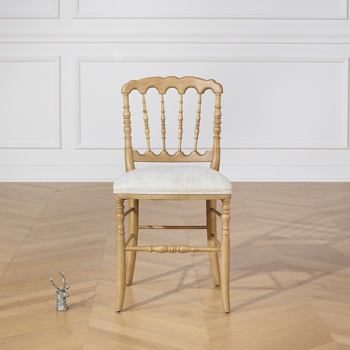 Lot de 2 chaises en hévéa et lin NAPOLEON III lin, ROBIN DES BOIS