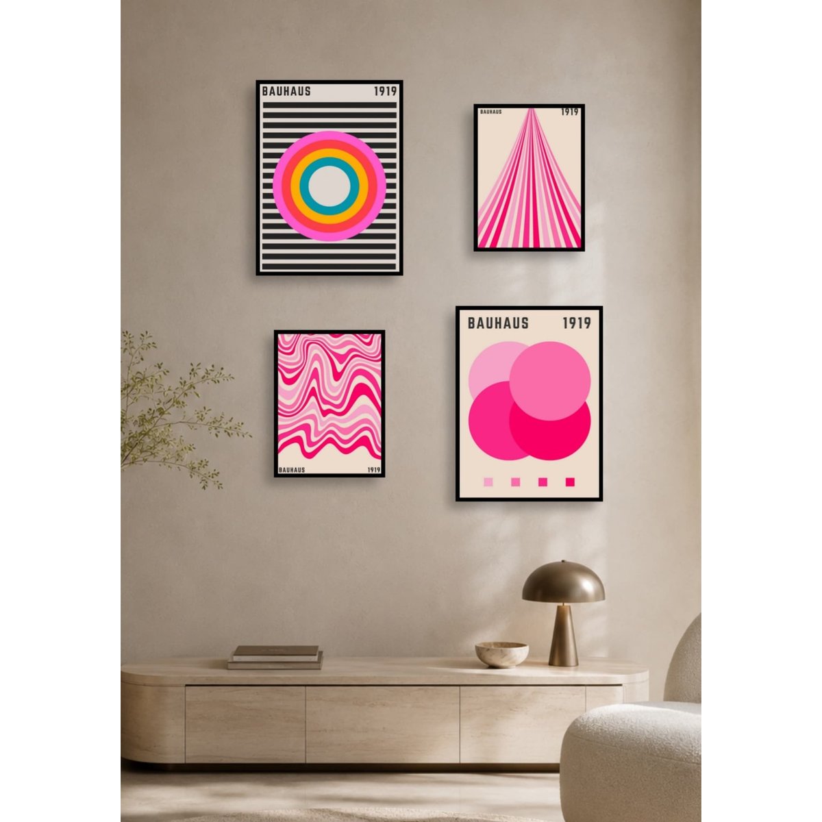 Pack d'affiches encadrées – Bauhaus blanc, L'AFFICHERIE