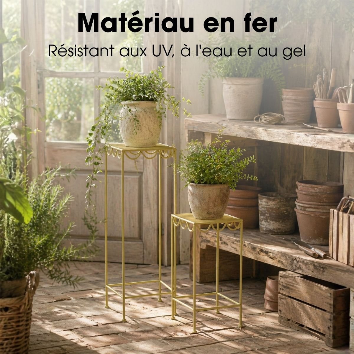 Support Pour Plantes D'extérieur ROSALIE vert clair, MICA DECORATIONS