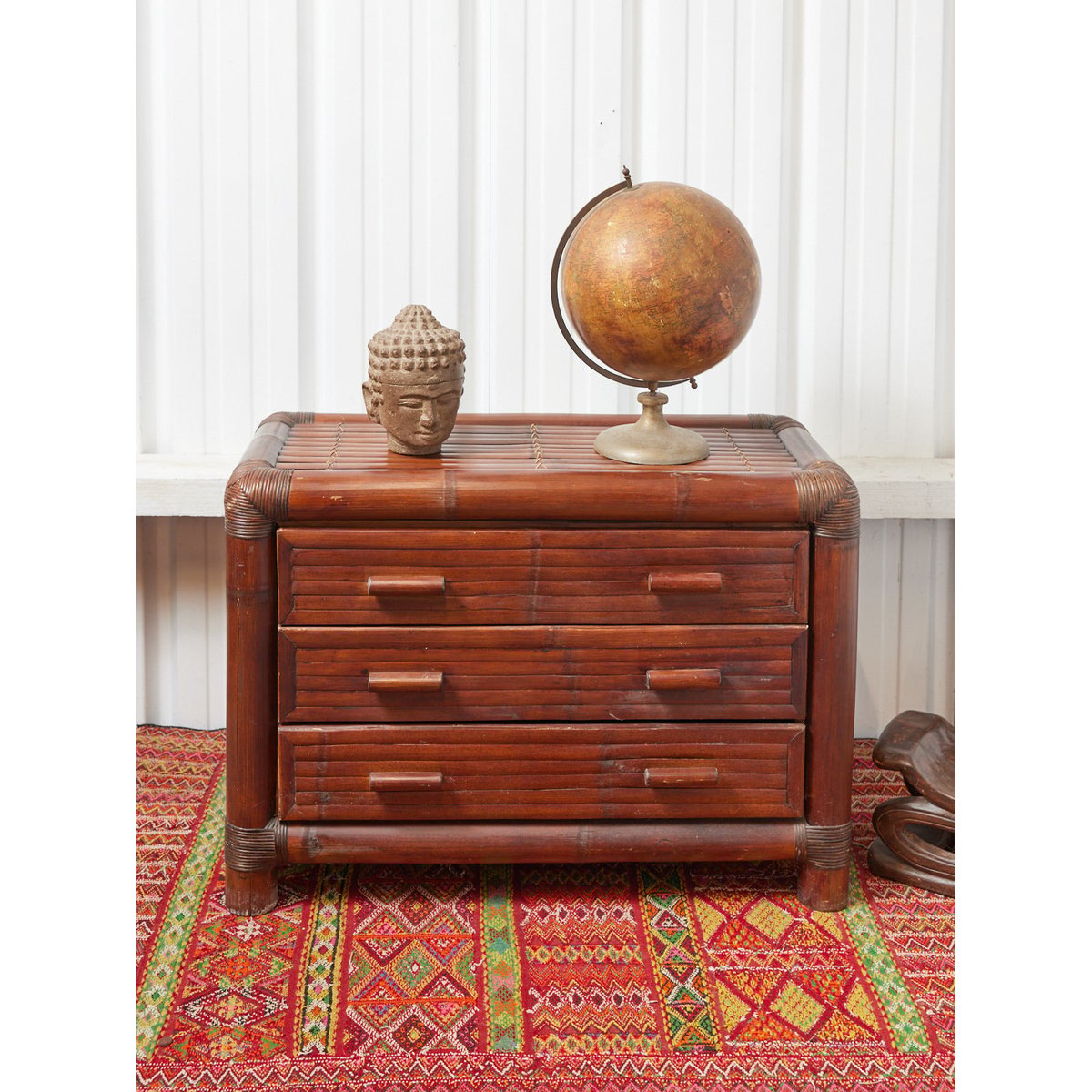 Commode en bambou Olga N°694 - Bon état bois foncé, DEBONGOUT