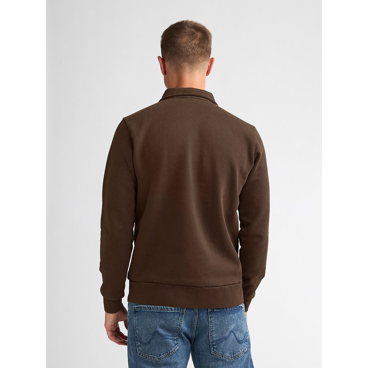Zipped Polo Collar Sweatshirt chocolate, PETROL INDUSTRIES