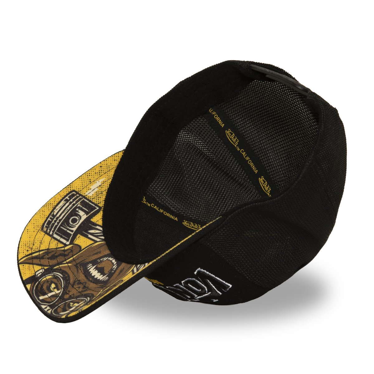 Casquette Trucker S-CURVED noir/blanc/jaune/marron, VON DUTCH